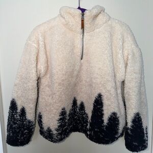 Thread Supply Cozy Cream and Black Tree Pattern Sweater